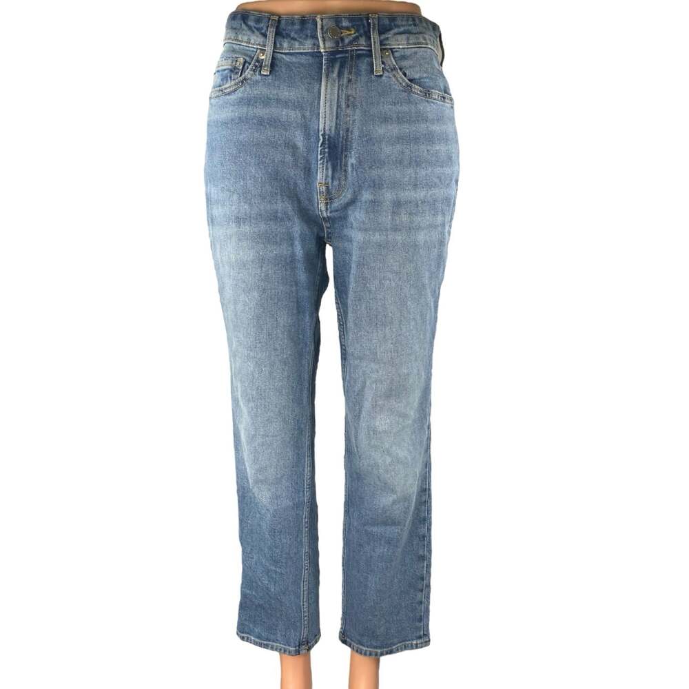 Everlane The Curvy Cheeky Blue High Rise Medium Wash Straight Denim Jeans Sz 25